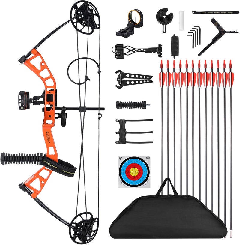 motion zeus Junior Compounnd Bow Set for Youth & Kids,Beginners and Women Bow Draw Length 16"-28",Draw Weight 10-40Lbs,290fps，Adjustable - Image 1